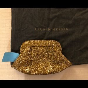 Lauren Merkin Lucy Glitter Gold Clutch